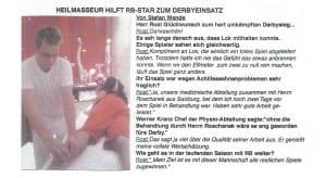 10.05.2010 – Heilmasseur hilft RB-Star zum Derbyeinsatz