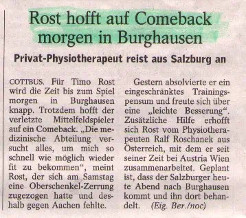 20.09.2005 – Lausitzer Rundschau Sport